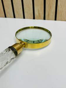 3'' Crystal Magnifying Glass In Brass Finish With Designer Crystal Handle - Product Image 4