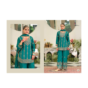 Conjunto de Salwar Kameez Chinon Premium con Bordado Elaborado, Traje Étnico Elegante para Fiestas, para Mujer, Temporada Festiva - Product Image 1