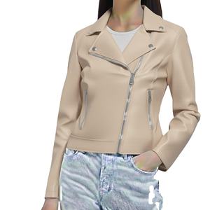 Veste d'hiver pour femme en cuir véritable, teinte unie, col montant, fermeture éclair, toutes tailles, luxe, design personnalisé, nouveau style - Product Image 6