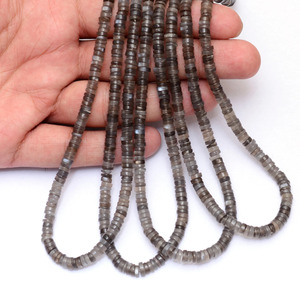Moonstone 5mm-6mm Heishi Smooth <b>Spacer</b> Beads Natural Grey Moonstone Semi Precious Gemstone Tyre Rondelle Wheel Beads For Jewelry - Product Image 4