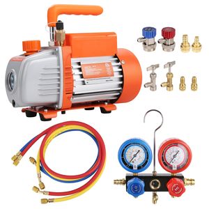 Pompa per vuoto HVAC da 1/5 HP con 3,5 CFM, a palette rotative monostadio, set di manometri e kit refrigerante A/C - Product Image 3