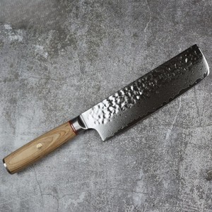 Couteau de chef artisanal personnalisé en acier Damas forgé, manche en bois, étui en cuir, design ambidextre, style industriel - Product Image 4