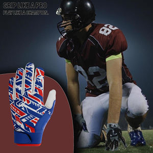 Red Blue White Pattern Outdoor Sports Gloves With Non Slip Palm For Football Use - Product Image 5