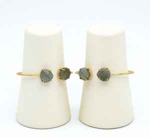 Rough Labradorite Prong <b>Set</b> Gold <b>Bangle</b> | Cuff Bracelet IGI Certification | Unisex Indian Gemstone Jewelry HARI OM CREATIONS - Product Image 2