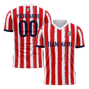 Camisetas de Fútbol de Manga Corta Personalizadas de Alta Calidad al por Mayor, Diseño de Impresión de Nombre de Equipo Personalizado OEM, Transpirables, con Protección UV - Product Image 3
