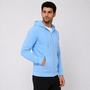 Wholesale Regular Fit Men <b>Zip</b> <b>up</b> Hoodie 100% Cotton Full Zipper Custom Logo Thick Drop Shoulder Regular Length Winter 350g - Product Image 5