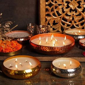 Handcrafted Designer <b>Metal</b> Candle <b>Bowl</b> For Candle Decoration With Premium Finish And Unique Artistic Look - Product Image 2