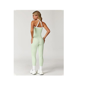 Conjuntos Deportivos de 2 Piezas para Mujer, Top Corto con Espalda Cruzada Acolchada, Leggings Deportivos de Cintura Alta con Control de Abdomen, Conjuntos de Yoga - Product Image 4