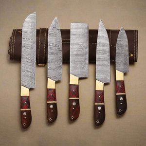 Professional Damascus Steel <b>Kitchen</b> <b>Knife</b> Set Multi Piece Chef <b>Knives</b> With Durable Blade For Chopping Slicing Dicing - Product Image 5