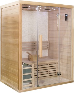 NUEVA SAUNA TRADICIONAL CANADIENSE DE MADERA DE HEMLOCK PARA DOS PERSONAS, TIPO SUEDOSE, PARA USO HÚMEDO Y SECO - Product Image 1