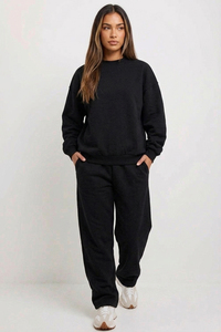 Conjunto de Chándal Holgado con Cremallera para Mujer / Sudadera de Invierno con Hombros Caídos y Pantalones Anchos para Mujer, Suéter de Cuello Redondo para Mujer - Product Image 6