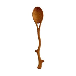 Cuchara de Servir de Madera Hecha a Mano, Estilo Vintage, Ecológica, Apta para Lavavajillas, con Diseño de Plantas, para Uso Diario - Product Image 1