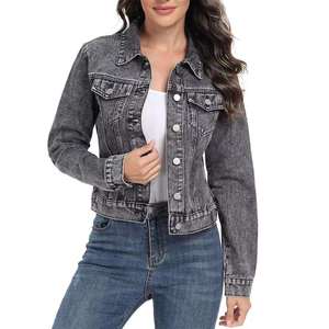 Women's Utility Denim Jacket Button Front Casual Vintage Jean Coat Streetwear Fashion Wholesale - Product Image 1
