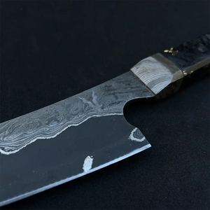 Couteau de chef personnalisé artisanal en acier au carbone Burraq Ecommerce, lame de 8 pouces, manche en bois, coffret cadeau - Product Image 2