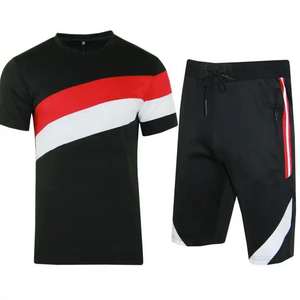 <b>Men's</b> Summer Short Tracksuit Custom Solid Color Breathable Knitted Fabric Wholesale Fashion Casual Twin Sets-<b>T</b> <b>Shirts</b> Shorts - Product Image 1