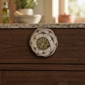 Poignée de meuble moderne en cuir et métal tressé, durable, pour armoire, commode, penderie, chambre et salle de bain - Product Image 4
