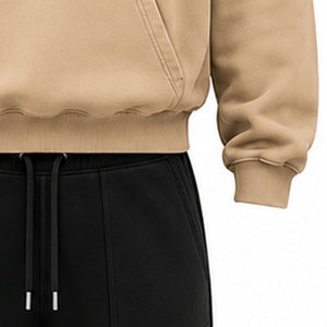 Survêtement à capuche beige pour homme Mudassar Ali, 100% coton, imprimé foil, logo avant et arrière, vêtements décontractés pour l'automne - Product Image 5