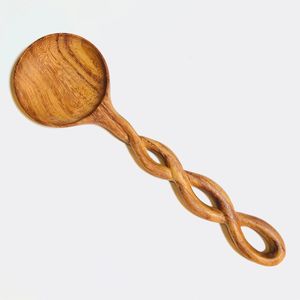 Ensemble d'ustensiles de cuisine en bois naturel faits à la main, 2 pièces |   Cuillère et spatule de cuisine Curio Craft |   Résistant aux hautes températures, léger - Product Image 5