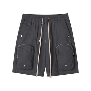 Pantalones Cortos Cargo Negros para Hombre, Cintura Media, Cordón Elástico, 100% Algodón, Impermeables, Ecológicos, para Gimnasio, Correr, Casuales, con Bolsillos, Transpirables - Product Image 2