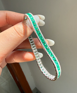 Women's 925 Silver Luxury Princess Cut Lab Grown D Color IGI Certified Diamond <b>Bracelet</b> 25-30 GM Everyday Wear - Product Image 1