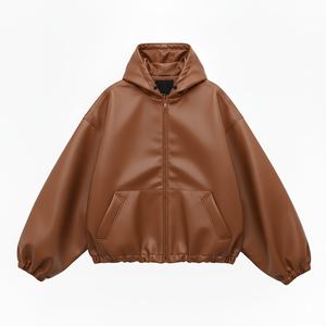 Sweat à capuche en cuir véritable de haute qualité pour adulte avec impression numérique, design uni, sweats à capuche haut de gamme pour hommes - Product Image 1