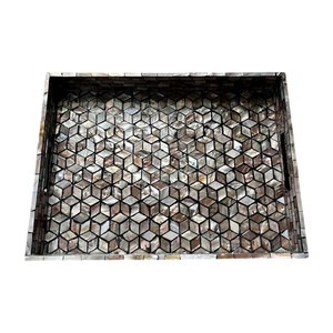 Luxury Mother of Pearl Serving <b>Tray</b> Handmade Inlay Shell Decorative <b>Tray</b> for Home Hotel Restaurant Serving and Gift Use - Product Image 2