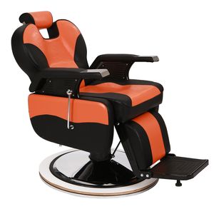 Poltrona da Barbiere in Pelle PVC Orangutan con Braccioli in Legno, Poggiapiedi in Ferro, Capacità 150kg, Colore Arancione - Product Image 6