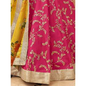A-Line Modern Pink Embroidered Silk Plus Size Lehenga Choli for <b>Wedding</b> Engagement - Product Image 2