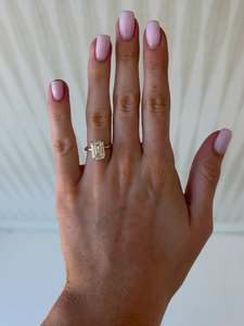 <b>Emerald</b> Cut VVS2 Lab Grown Diamond Hidden Halo Engagement <b>Ring</b> Sterling <b>Silver</b> Lab Grown Solitaire Classic Luxury <b>Ring</b> - Product Image 2