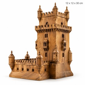 Escultura de la Torre de Belem Hecha a Mano en Madera |   Diseño Tradicional |   Decoración de Mesa Ecológica y Duradera para el Hogar |   Moradabad - Product Image 1