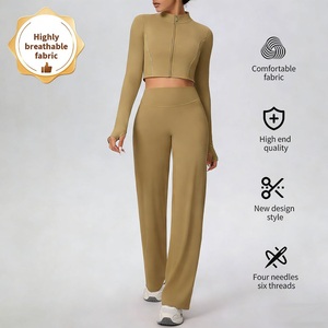 Conjunto Deportivo de Secado Rápido con Cierre, Personalizado, para Actividades al Aire Libre, Color Sólido, Cómodo, Ajuste Delgado, Conjunto de Yoga para Mujer - Product Image 2