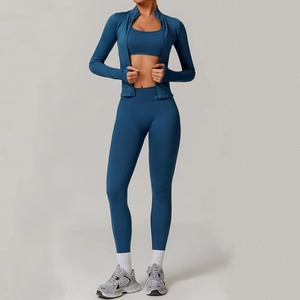 Conjunto de sujetador deportivo de marca privada personalizada para mujer, ropa deportiva para correr, sujetador transpirable hasta la rodilla, conjunto de sujetador con dos bolsillos - Product Image 4