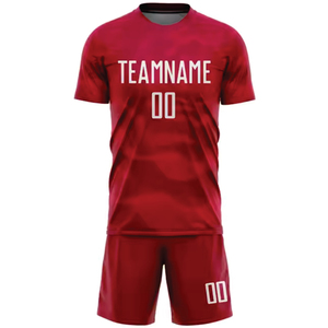 INDEX SPORTS WEAR Ensemble de maillot de football personnalisé sublimé, rouge, col rond, manches courtes, pour hommes adultes, kit en polyester respirant - Product Image 2