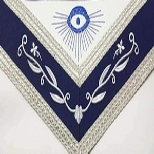 Wholesale Custom Master Masonic Regalia <b>Apron</b> Elegant Silver Embroidery Square Pattern on Royal Blue Fabric <b>White</b> Lodge <b>APRON</b> - Product Image 1