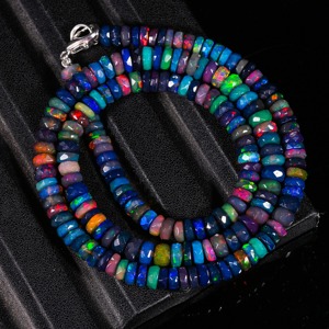 Collar de cuentas facetadas de ópalo etíope negro natural de 4-5 mm, collar de cuentas de ópalo Welo multicolor para mujer, regalo. - Product Image 6