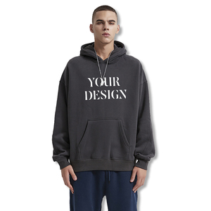 Women's Vintage Washed Cotton <b>Fleece</b> <b>Hoodie</b> <b>Oversized</b> Pullover Drop Shoulder Kangaroo Pocket Ribbed Cuffs Retro Streetwear - Product Image 3