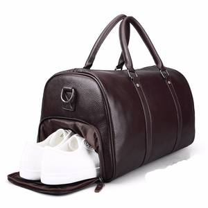 Bolsa de Lona Unisex de Cuero Genuino con Cierre de Cremallera y Compartimento para Zapatos para Gimnasio y Viajes - Product Image 6