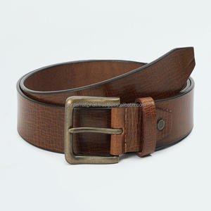 Nouveau Designer personnalisé boucle en alliage en gros hommes de la mode en cuir véritable marron texturé robe ceintures et accessoires - Product Image 4