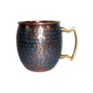 Mug à Moscow Mule en cuivre antique |   Mug à cocktail vintage gaufré avec poignée design |   Articles de bar et de boisson en gros - Product Image 1