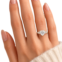 Bague de fiançailles en or massif 10K 14K 18K avec cinq diamants de laboratoire en forme de cœur, alliance Art Déco, cadeau d'amour