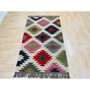 地毯流道入口手工织布机地毯簇绒几何黑色地毯工艺品设计师家居装饰漂亮地毯流道