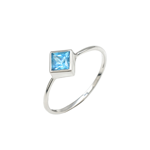 Bezel Set 5mm Square Faceted Swiss Blue Topaz Solitaire <b>Ring</b> Handmade 925 Sterling Silver Gemstone <b>Ring</b> from <b>Indian</b> Supplier - Product Image 3