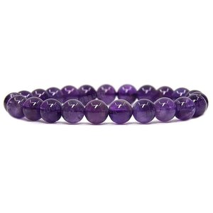 Pulsera de Cristal de Amatista Young & Forever, 18 cm, Elástica, con Cuentas, Piedra Curativa, Joyería de Purificación para Mujeres y Hombres - Product Image 1