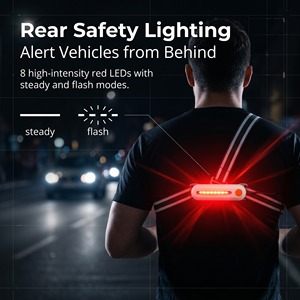 Reflective Vest Running <b>Light</b> LED Front/Rear Combo USB Rechargeable IP55 Rated 180 Beam Angle Safety Hiking Outdoor Sports Run - Product Image 2