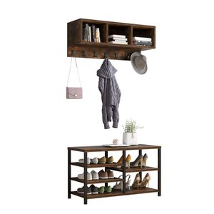 Industrial 7-Hook Coat Rack and <b>Shoe</b> Bench Set Entryway Hallway 5 with Hall Tree for Convenient <b>Storage</b> - Product Image 1