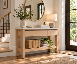 Meuble de salle de bain moderne en bois massif, meuble-lavabo sur pied, unité de rangement en bois, mobilier en gros pour hôtels et appartements - Product Image 3