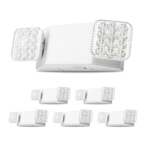 Set di 6 Lampade LED Commerciali per Uscite di Emergenza con Batteria di Backup, AC 120/277V, per Uso Interno Aziendale, Realizzate in PC - Product Image 1