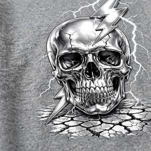 Sudadera gris de algodón con cuello redondo para hombre, estampado gráfico de calavera y rayos, manga larga, informal, estilo urbano, ropa de invierno - Product Image 5