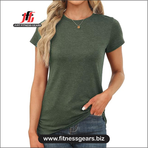 Women's O-Neck Short Sleeve <b>T</b>-<b>Shirt</b> Solid Blue Knitted Casual Wear Slim Fit All Seasons - Product Image 5