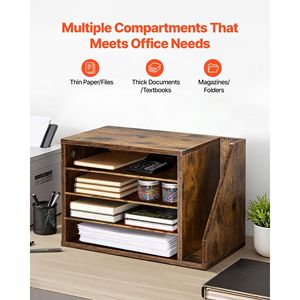 Organizzatore da Scrivania in Legno a 4 Scomparti, Smontabile, con Archiviazione Verticale per Ufficio o Cassetti - Product Image 5